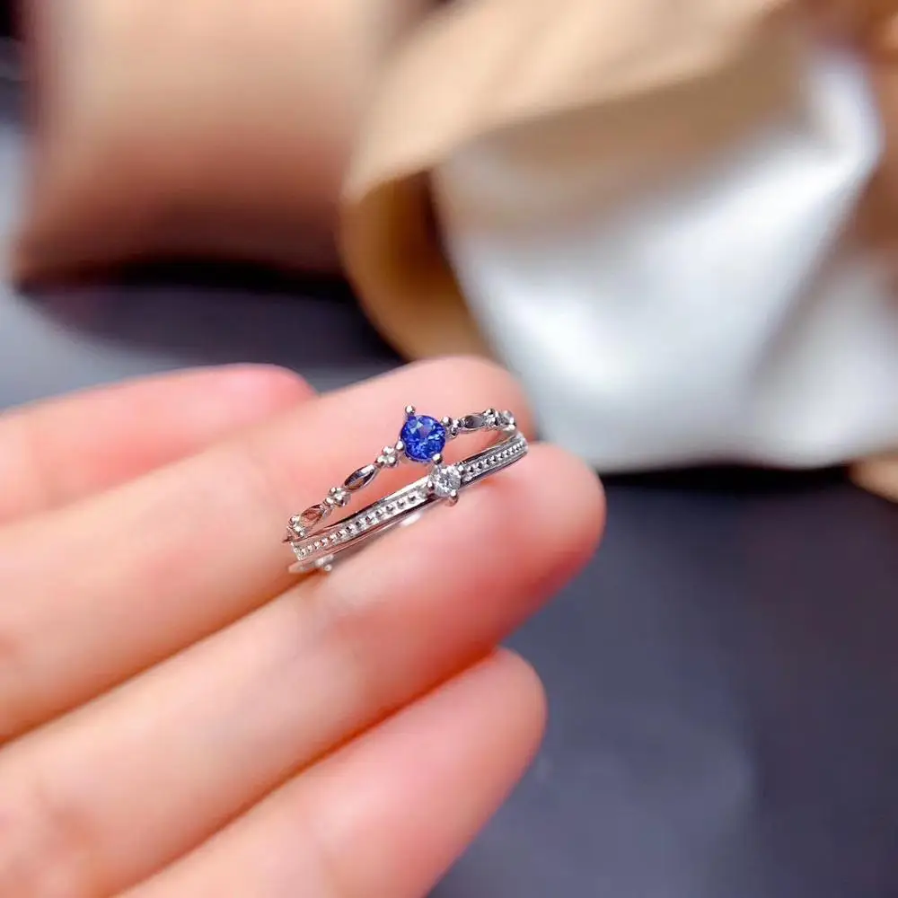 WEAINY Natural Sapphire Ring s925 Sterling Silver White Gold Blue Sapphire Ring Simple Sapphire Ring Give Girlfriend Gift