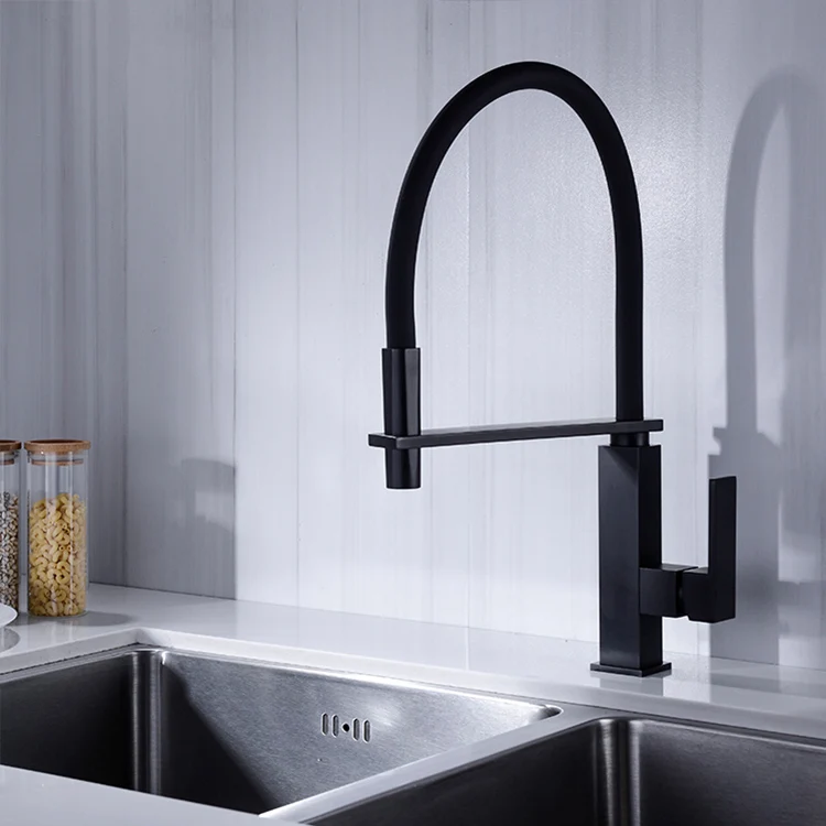 Black Brass Kitchen sink faucet,High Quality Single hole Cold hot kitchen faucet Pull out faucet Flexible Hose,Top Quality Tap