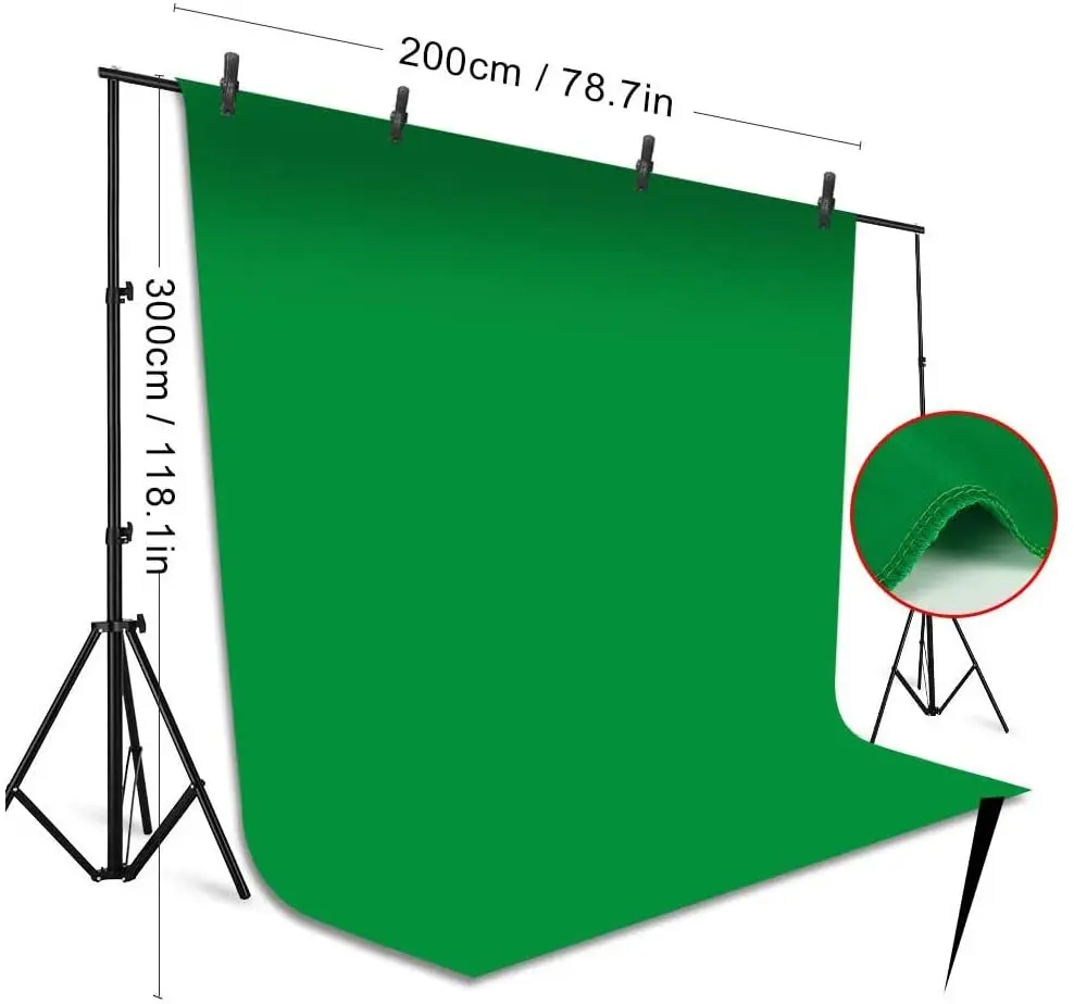 Selens Green Screen Backdrop Stand Kit 6.5x10ft Background Support System with 6.5x10ft Chromakey Backdrop with Clamps