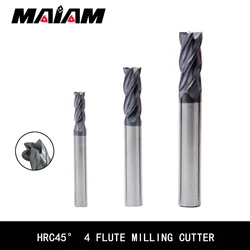 Cutting HRC45 4 Flute end mills tungsten steel 4mm 5mm 6mm 8mm 12mm Alloy Carbide Milling Tungsten Steel Milling Cutter End Mill