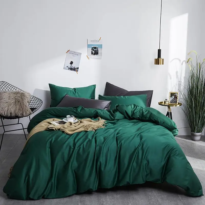 Zijdezachte Pure 600tc Egyptische Katoen Effen Kleur Beddengoed Set Dekbedovertrek + 2 Stuks Kussenslopen Twin Double Queen King Size