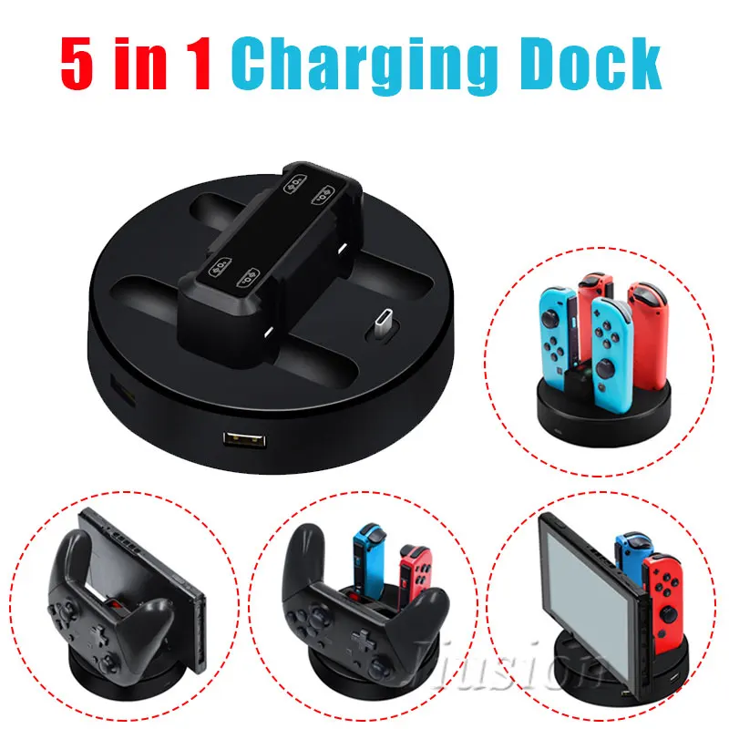 

5 in 1 Switch Charger Dock Station LED Micro USB Charging Stand for Nintend Switch Joycon Console for Switch Pro Game Controller