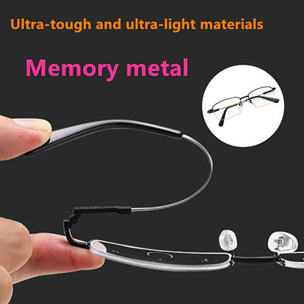 Progressive Herren-Brillengestell, multifokale Lesebrille, Anti-Blaulicht-Brille, Nah-Fernsicht-Glasse Previousadras de Metal + 4 – Detail 12