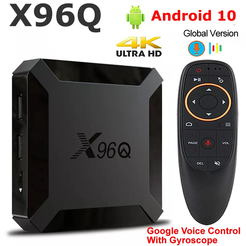 TV信号デコーダー,Android X96Q-Smart,Allwinner h313,クアッドコア,2g,16b,メディアプレーヤー,音声制御サポート,h.265,4k,youtube,10.0