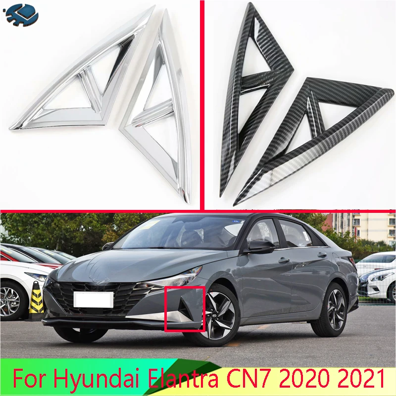 For Hyundai Elantra CN7 2020 2021 Car Accessories ABS Front Fog Light Lamp Cover Trim Molding Bezel Garnish Sticker