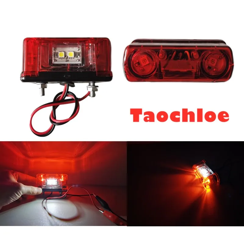 2pcs Red white truck Number License lights Car Plate Light for Car Trailer Lorry 12V-24V Waterproof car License Plate Light IP65