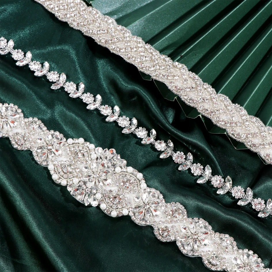 Kryształ satyna pas ślubny skrzydła Rhinestones pasek do sukni ślubnej pas ślubny pasek do sukni ślubnej