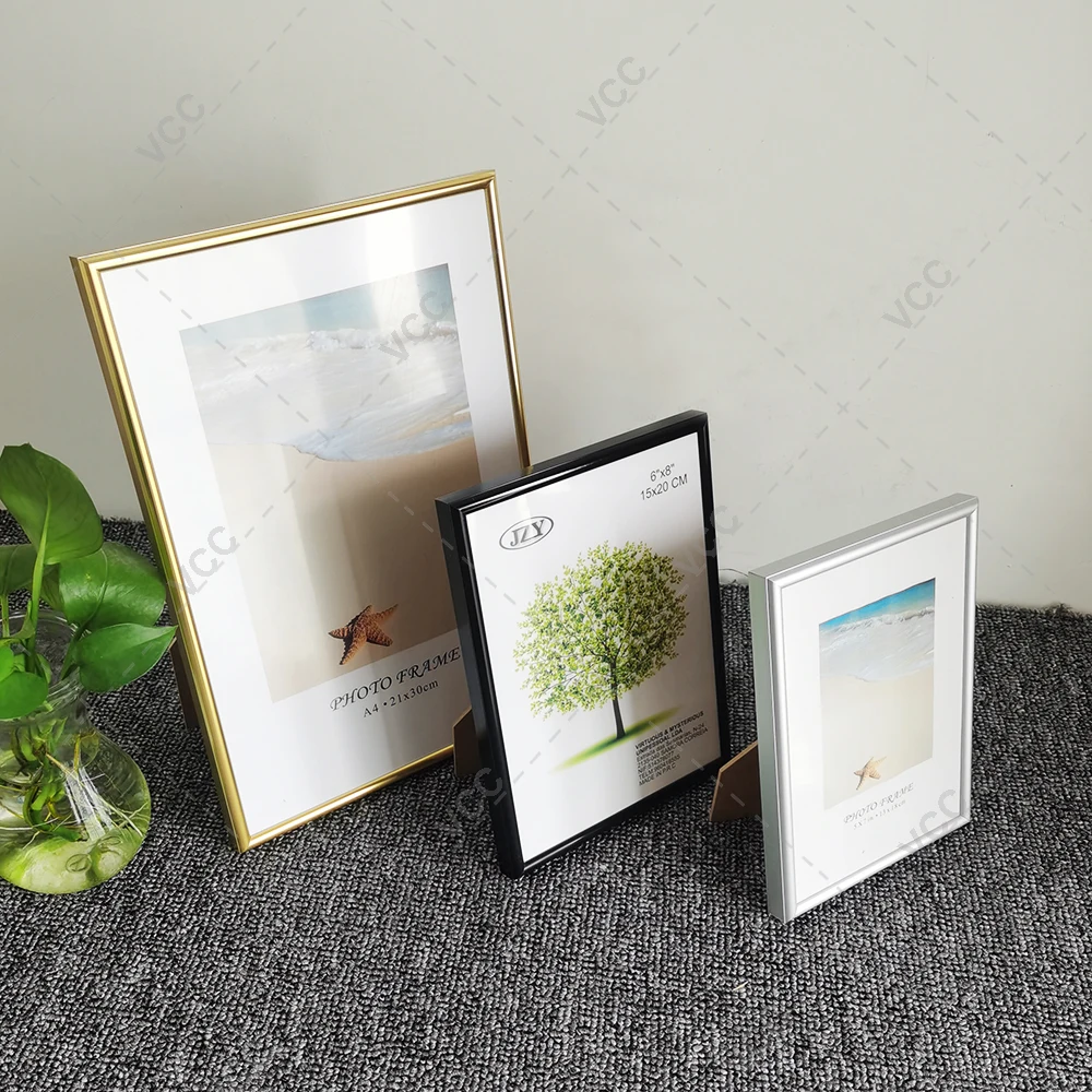 Aluminiowa ramka na zdjęcie klasyczna ramka na dokumenty do zawieszania na ścianie z plastikową szklaną metalowa ramka na zdjęcie do zdjęć ramka na plakat