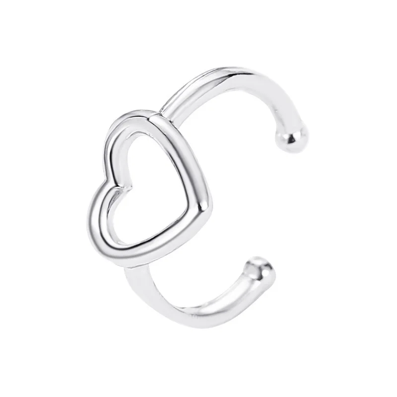 Hollow Heart Clip Earrings For Women Earing Without Hole Jewelry Fake Earrings Single Ear Bone Clip Earings Ear Cuffs Wholesale