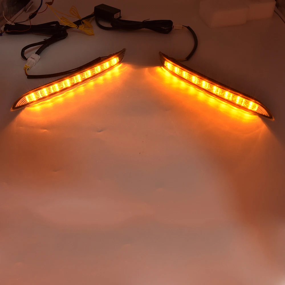 2 قطع بدوره إشارة الأصفر LED ضوء النهار DRL لكيا ريو K2 2011 2012 2013 2014 LED يوم تشغيل ضوء غطاء مصباح الضباب ثقوب