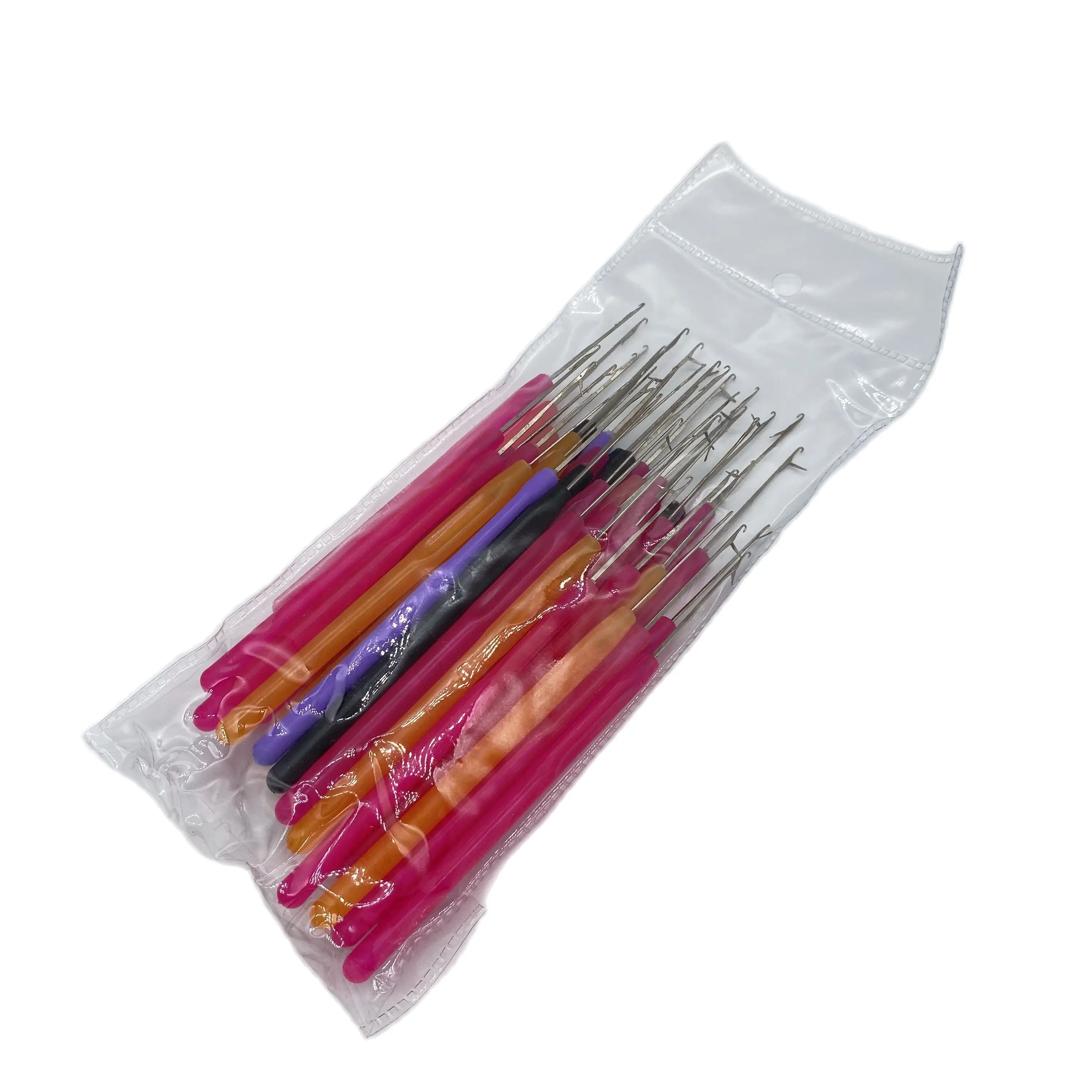 20 pcs Crochet Hook Threader Plastic Loop Pulling Needle Micro Rings Hair Extension Tools