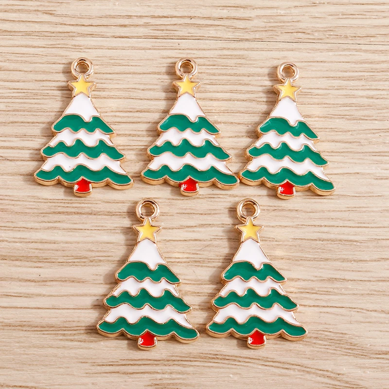10 Stück Emaille Charms Weihnachten Charms für Schmuckherstellung Tier Hirsch Weihnachtsmann Baum Glocke Charms Anhänger für DIY Halsketten Geschenk – Detail 23