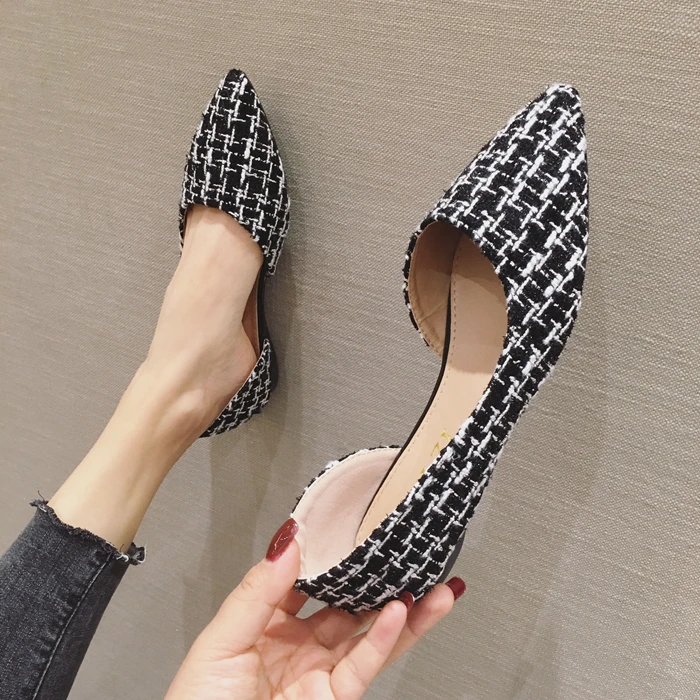 Donne Tacco Piatto Pattini di Estate Office Lady di Lavoro Scarpe Appartamenti Classic Plaid Punta A Punta Bocca Superficiale Slip on Scarpe Da