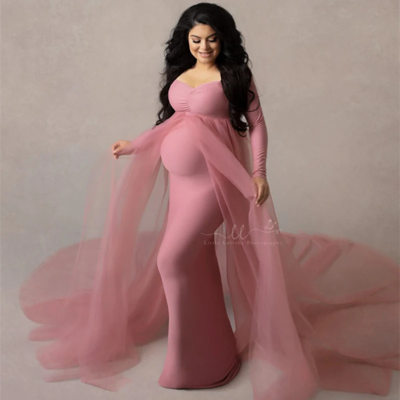 

2020 Maternity Dresses Photography Props Shoulderless Pregnancy Long Dress For Pregnant Women Maxi Gown Baby Showers Photo Shoot