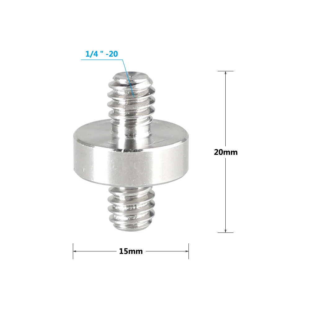 CAMVATE 1/4 "-20 macho a 1/4"-20 adaptador de tornillo de doble extremo de rosca macho (5 piezas) C2188
