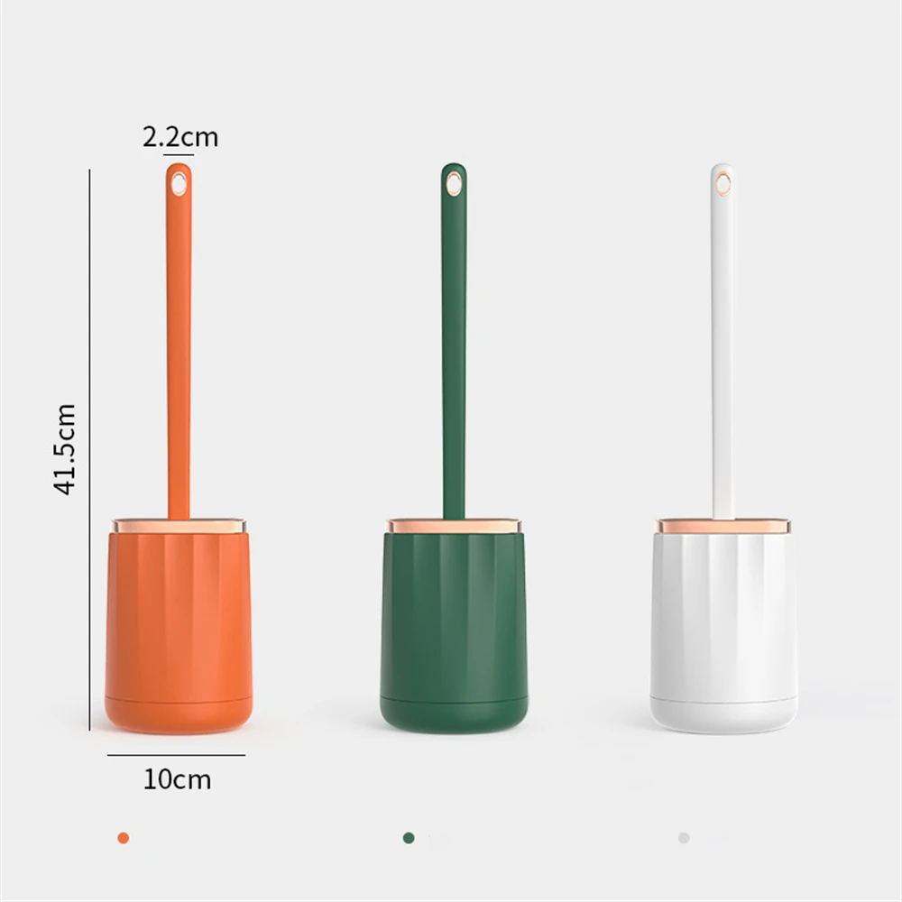1 Set Light Luxury Toilet Brush Household Long-Handled TPR Brush Head No Dead Corners Durable Toilet Brush Bathroom Accessories