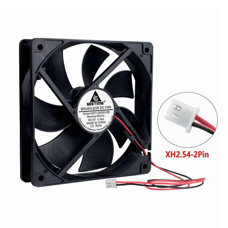 

Gdstime 1 Piece 12cm DC 5V Cooling Fan 120x120x25mm 12025 120mm x 25mm PC Computer Case System Cooler High RPM 0.5A