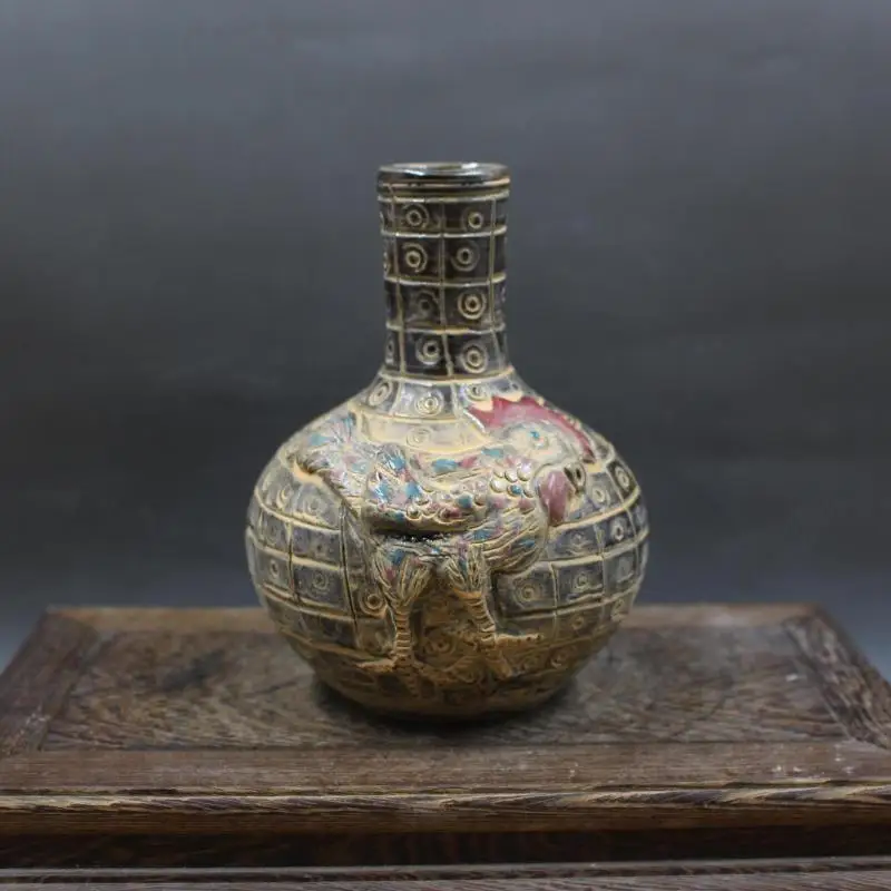 Ancient Porcelain Embossed Cock-pattern Celestial Bottle