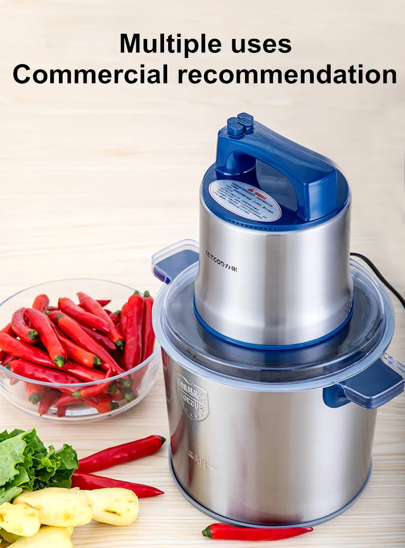 8L Kommerziellen Fleischwolf 1200W High-power Hackfleisch Mixer Hause Elektrische Edelstahl Pfeffer Knoblauch Brecher Gerät – Detail 9