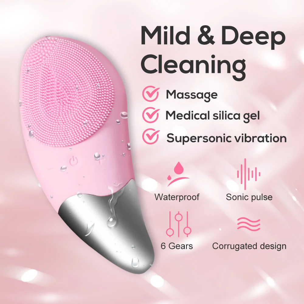 Mini Electric Face Cleanser Silicone Face Cleansing Brush Electric Facial Cleanser Skin Deep Washing Massage Brush Skin Care