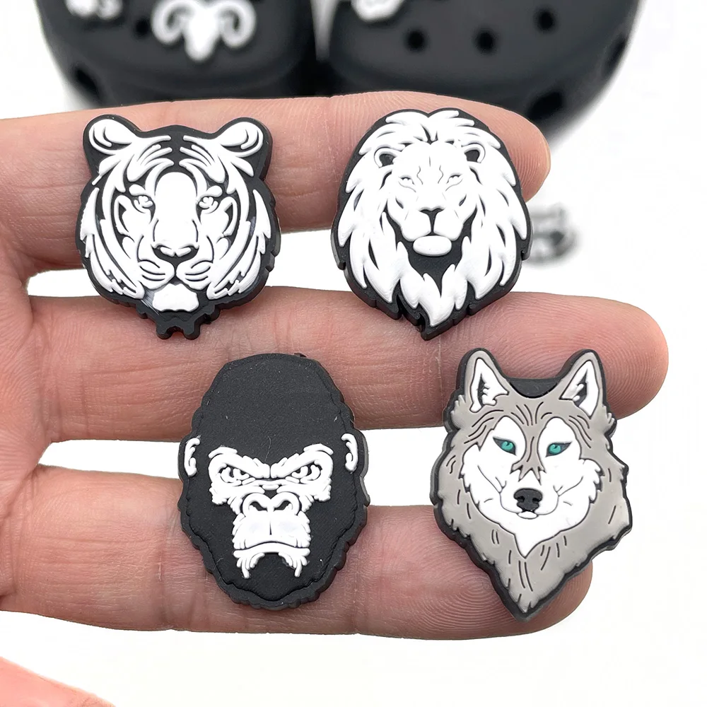 New 1pcs for Handsome animal avatar shoes charms DIY Black and white Accessories shoe buckle Decoration men kids gifts