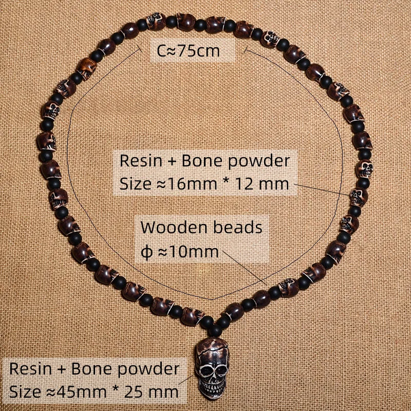 FX802 Hot Imitation bone necklace non-mainstream man sautoir skull beaded necklace Europe United States hip hop pendant necklace