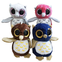 Ty Children's Toy cute big-eyed owl Fox dinosaur doll small pendant plush toy school bag pendant keychain grab machine doll gift
