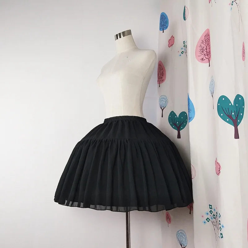 Adjustable Garis Bola Gaun Crinoline Underskirt Cosplay Rok Pendek Wanita Putih Hitam Petticoat Pesta Pernikahan Aksesoris