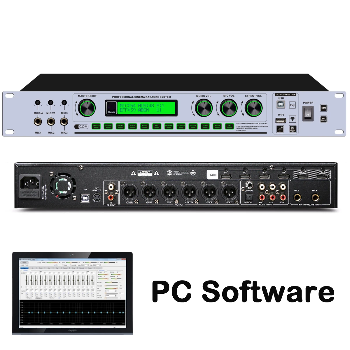 

MiCWL KX6+ Digital DTS Decoder Front Stage Effector Signal Processor HDMI WiFi USB With PC iPhone Software 5.1 Channel Decoding