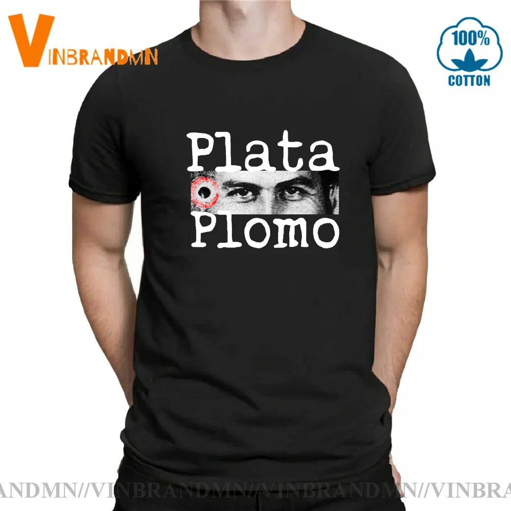 Summer New Brand Clothing Bullet hole Plata O Plomo T shirts Men Pablo Escobar Silver or Lead T-shirt Cotton Hip Hop O Neck Tees