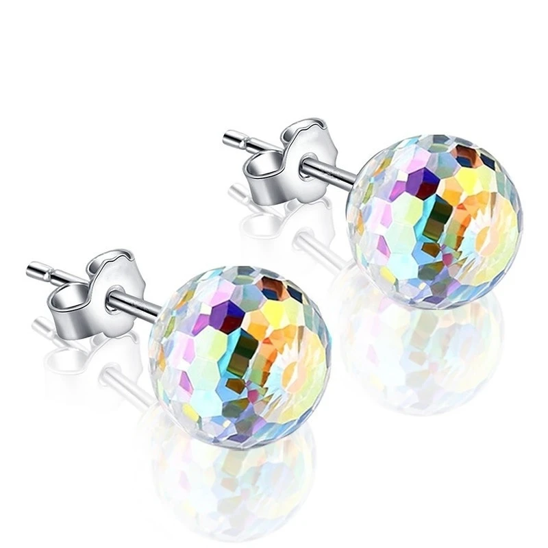 Pendientes de tuerca de cristal para mujer, aretes de cristal Aurora, regalo de joyería de boda