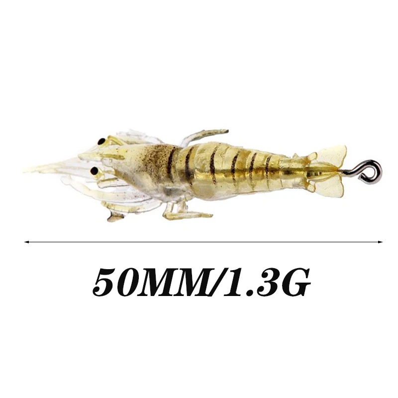 10pcs Herbivorous Shrimp Soft Lures 5cm 1.3g Jigs Squid Artificial Silicone Baits With Hooks Carp Bass Pesca Fishing Tackle