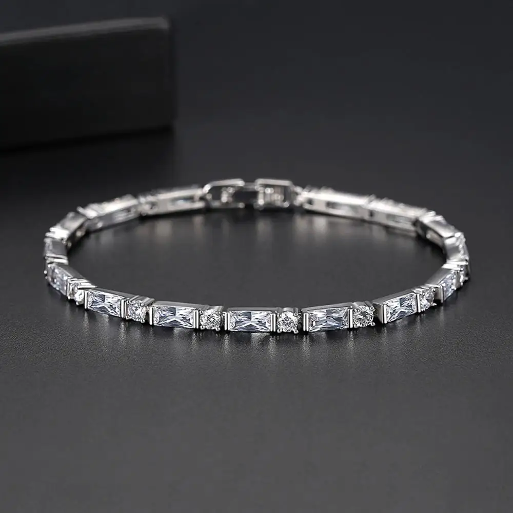 LUOTEEMI Bamboo Joint Cubic Zircon Tennis Bracelet for Women Wedding Bridal Engagement Jewelry Girl Party Fashion Christmas Gift