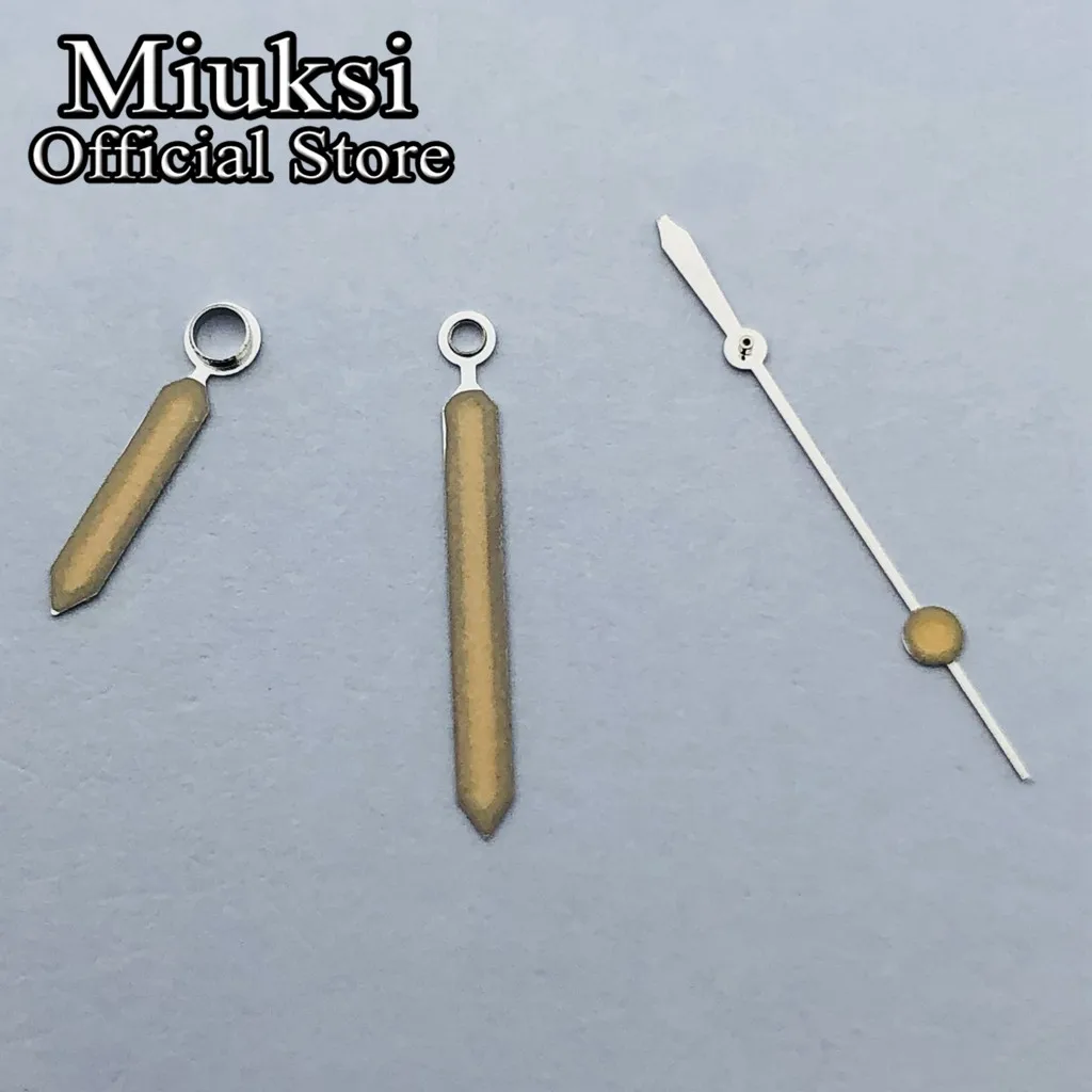 Miuksi silber-gelbe Uhrzeiger, grün leuchtende Zeiger, passend für NH35 NH36 Miyiota 8215 ETA2824 2836 Mingzhu DG2813 3804 Uhrwerke. – Detail 4