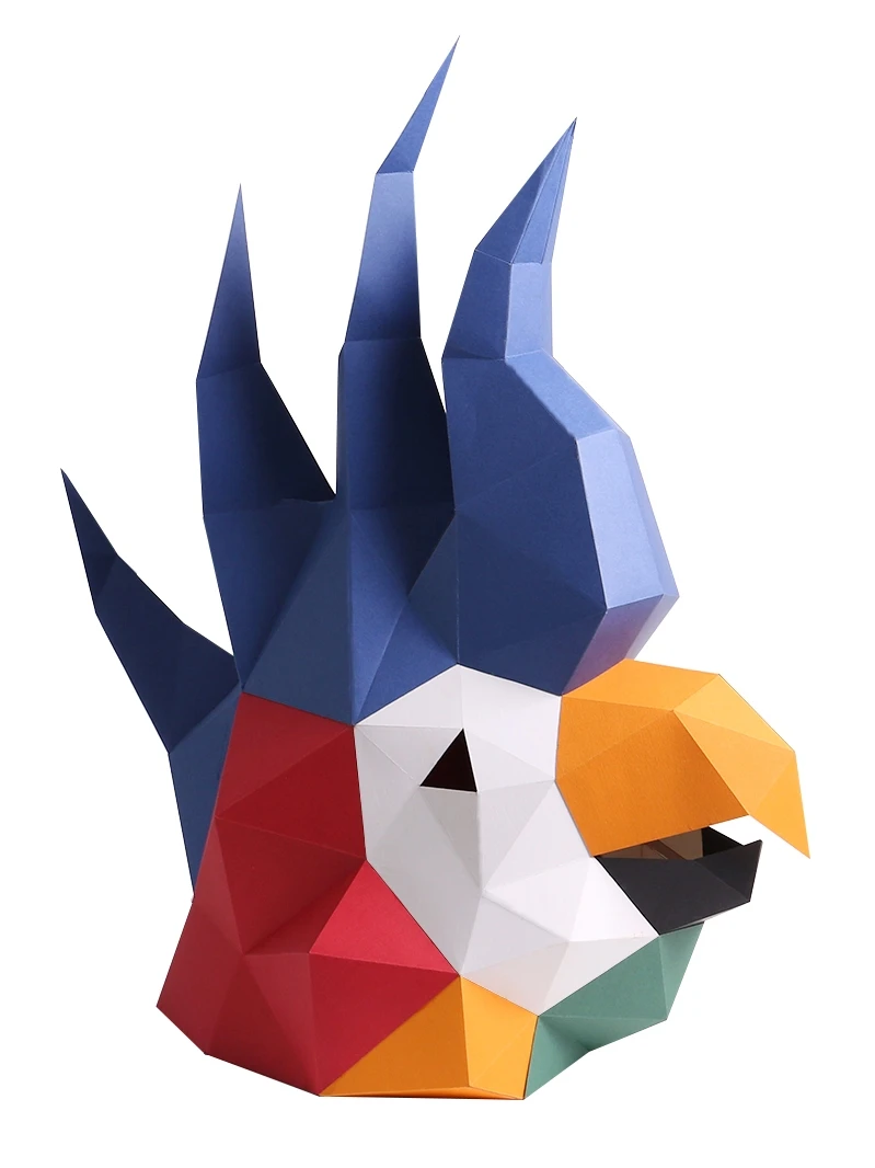 

3D Бумажная форма, маска с головой попугая, головной убор, модель животного, реквизит для косплея на Хэллоуин, для женщин и мужчин, для вечеринки, наряд, маски для рукоделия