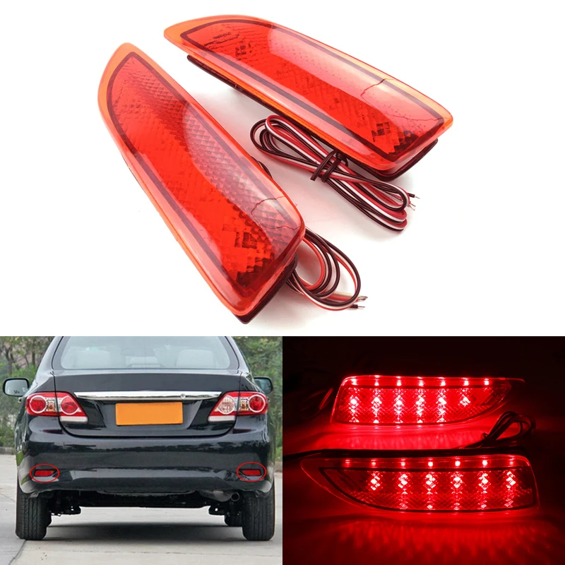 2PCS LED Rear Bumper Reflector Light Red Car Driving Brake Fog Lamp For Toyota Corolla Lexus CT200h 2011 2013