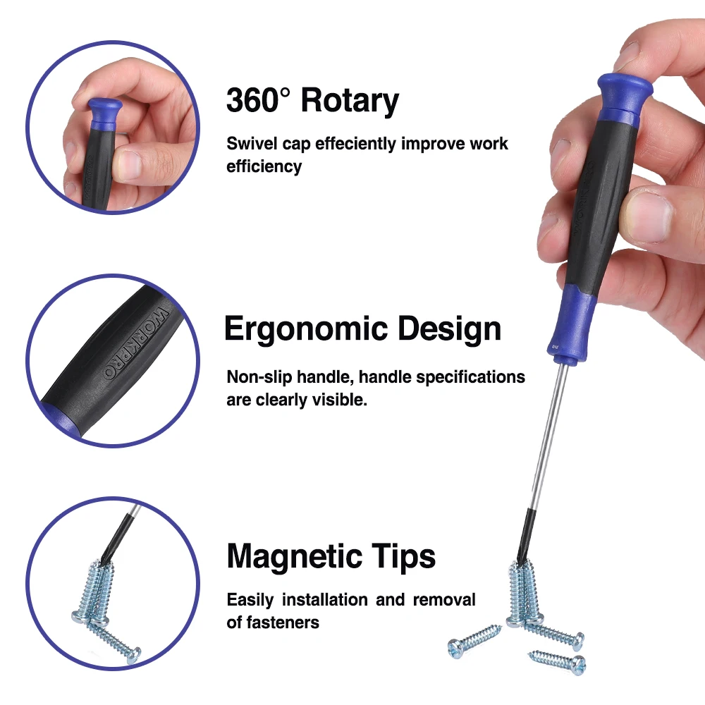 WORKPRO 16-37PC CR-V Screwdriver Set With Magnetic Tips Home Tool Set Precision Screwdrivers for Phone Screw Driver