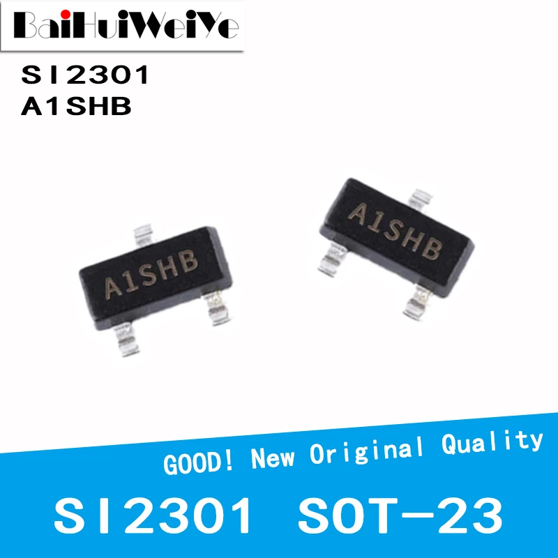 Transistor de triodo con efecto MOSFET, nuevo producto de buena calidad, SI2301 A1SHB SOT23 SI2301BDS S12301 SOT-23 SMD 2.3A/20V, 50 unids/lote