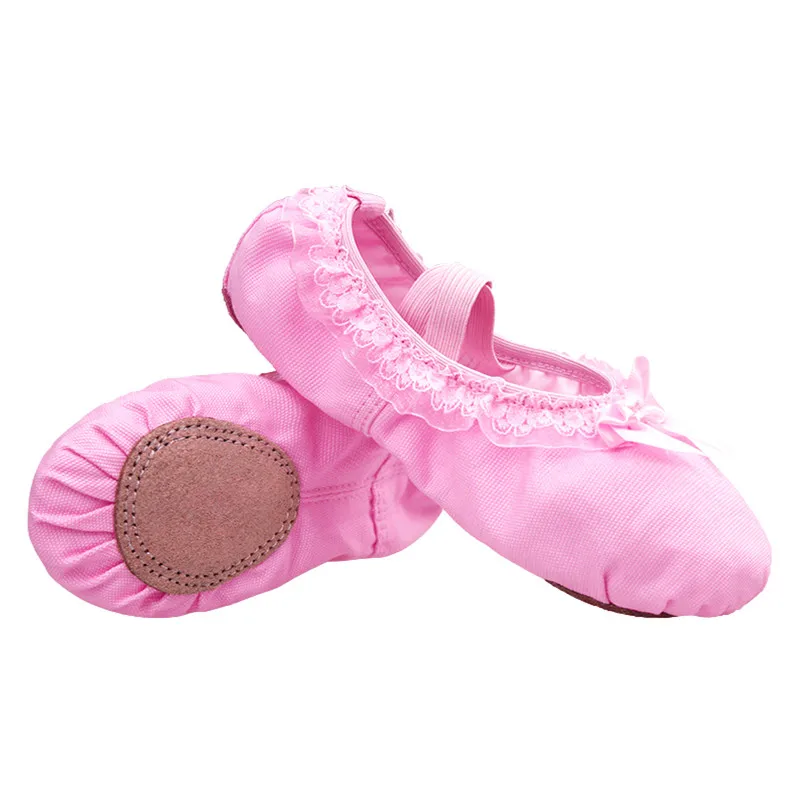 Kid Girls Children Ballet Dance Shoes Women Adult Lace bow-knot Canvas Soft Sole Ballet Shoes Ballet Slippers