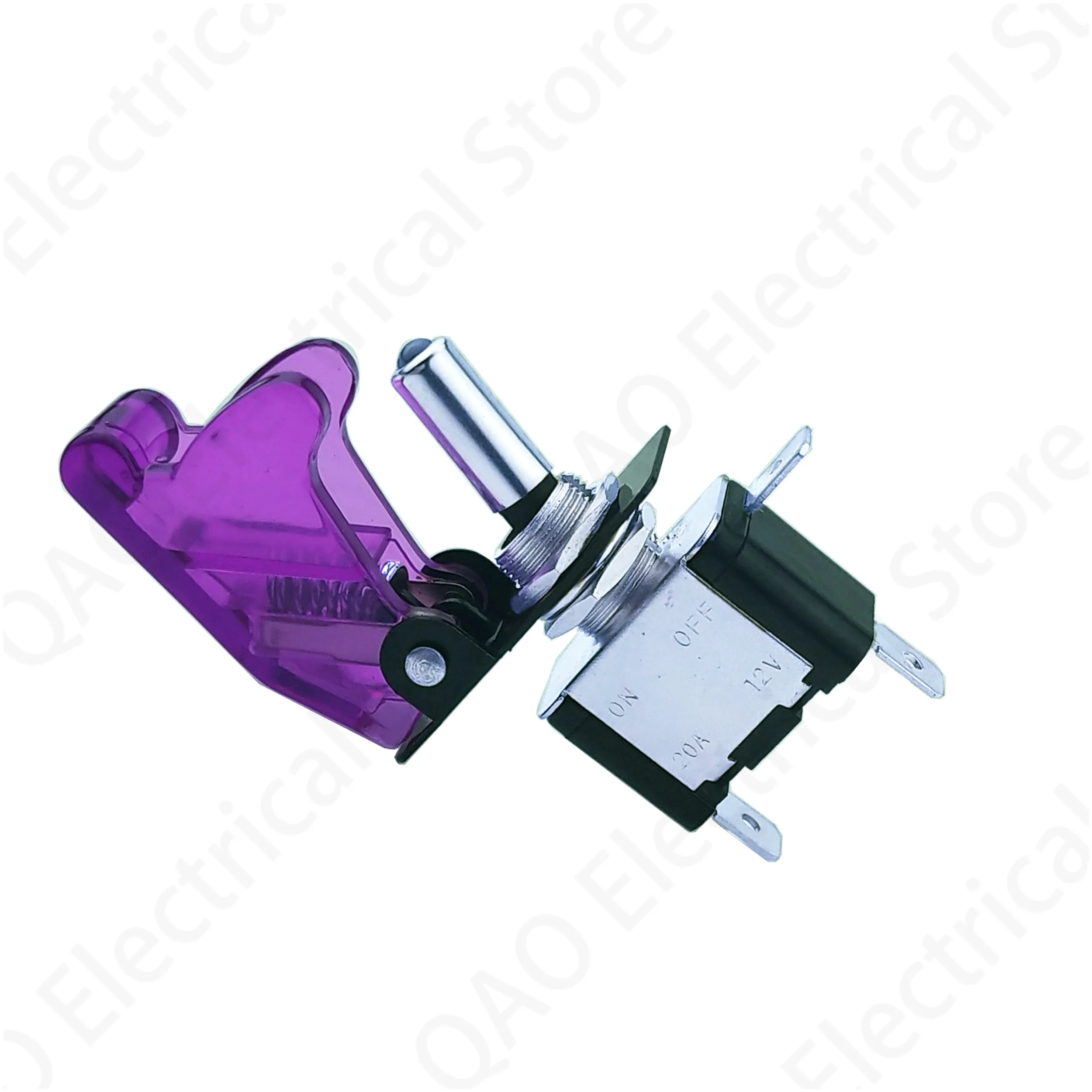 1Set 12V 20A Auto Car Boat Truck Illuminated Led Toggle Switch With Safety Aircraft Flip Up Cover Purple cover white light