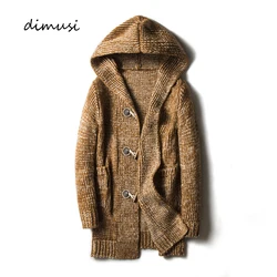 DIMUSI Winter männer Pullover Mode Männlichen Lange Gestrickte Pullover Mit Kapuze Mäntel Casual Slim Fit Strickjacke Jacken Kleidung