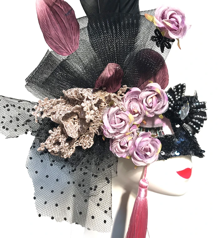 H3362 Black Sequins Lace Feather Mask Girl Halloween Christmas Party Ball Flower Branch Accessories Women Elegant Princess Masks
