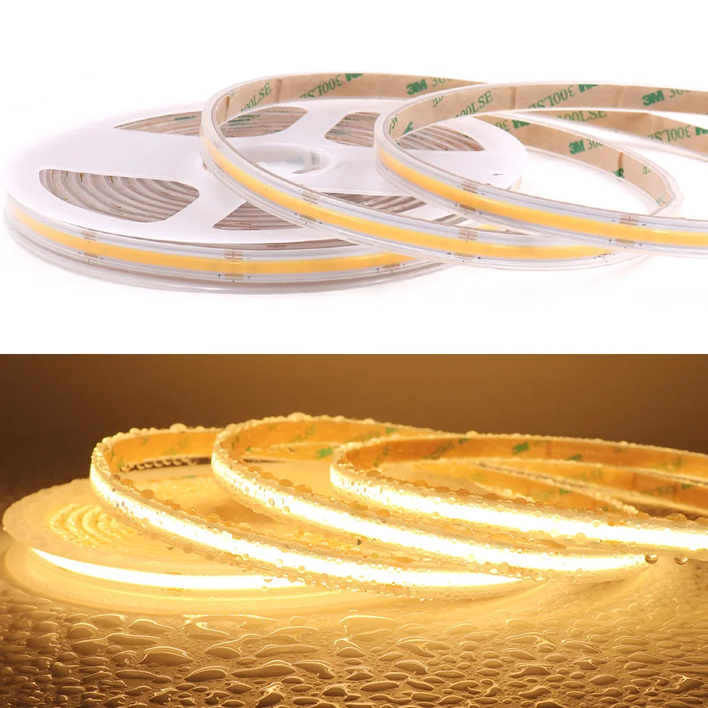 Impermeável flexível COB LED Light Strip para iluminação exterior, barra alta brilhante, branco frio quente, 480 LEDs, IP68, 12V, 24V, IP67