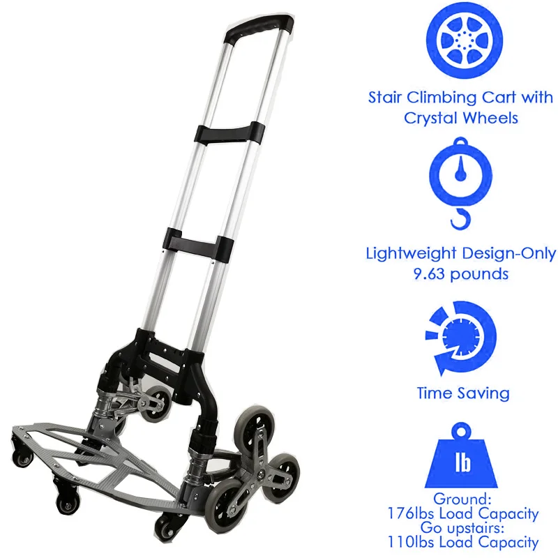 50KG Heavy Duty Folding Trolley Folding Truck Barrow Cart Travel Luggage Shopping Cart Portable Home Use Climb Stairs