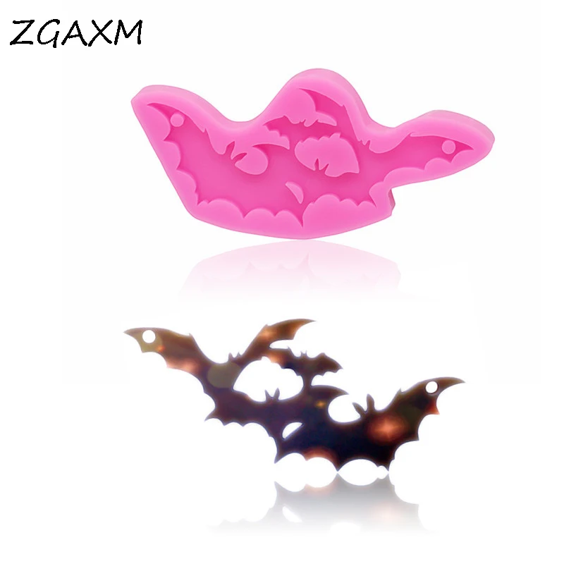 

LM1001 Shiny Halloween Bat Epoxy Silicone Molds, Pendant Keychain Accessories Making Mold​​Bat Mud Mould Cake Baking Tool