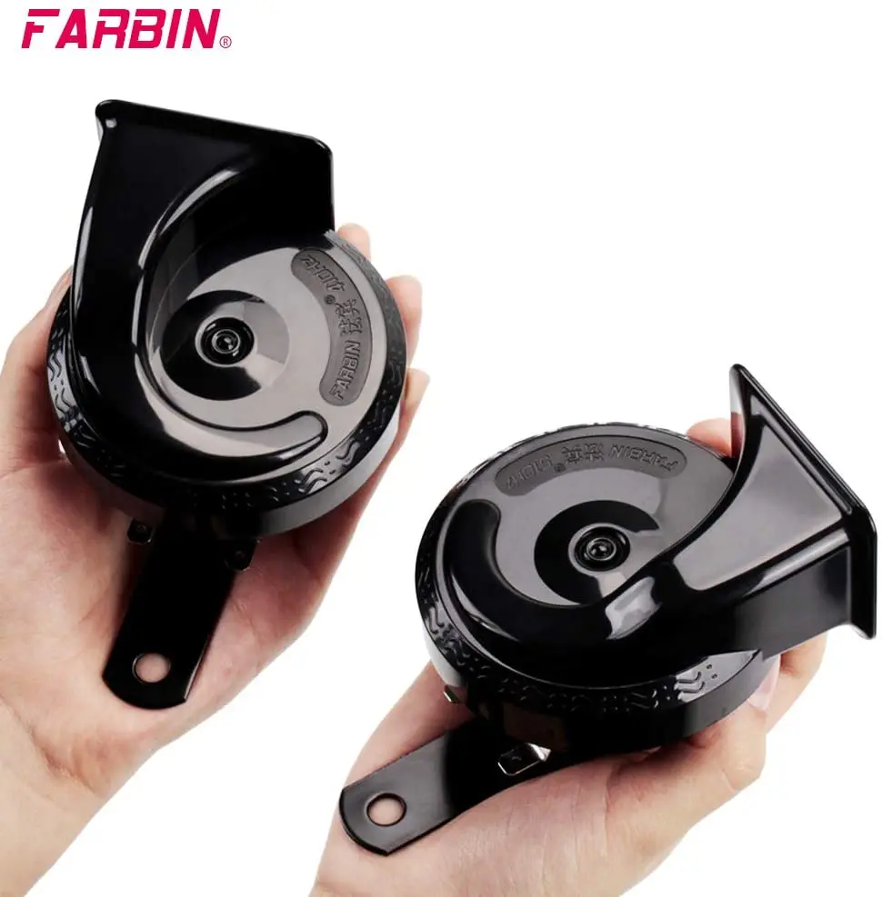 FARBIN Car Horn Loud 12v High/Low Tone Super Loud Horn Waterproof Electric Horn for Truck Motorcycle Train Black/Blue/Red/Yellow