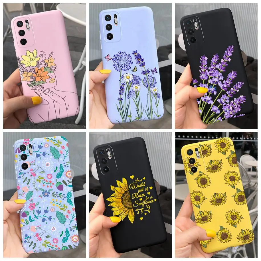 For Xiaomi Poco M3 Pro 5G Case Fashion Flower Painted Silicon Soft Phone Case For Xiaomi Redmi Note 10 5G Protector Bumper Cover