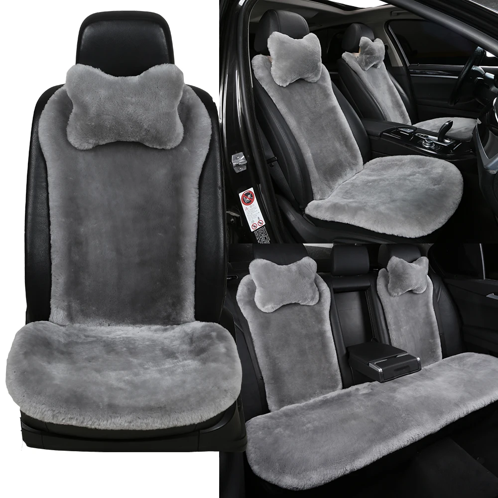 

OGLAND 100% Natural fur sheepskin universal car seat covers for seat cushion accessories automobiles