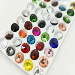 bulk Rhinestones rivoli Glass Crystal pointback strass Stone clear ab Jewelry Making garment applique 6mm 8mm 10mm  20mm