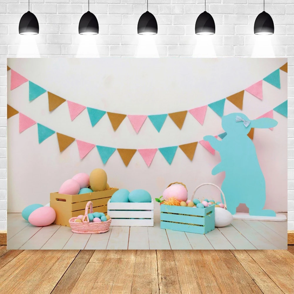 

Easter Photography Backdrop Spring Garden Rabbit Flower Eggs Background Bunny Flag Party Decor Newborn Baby Portrait Photo Booth